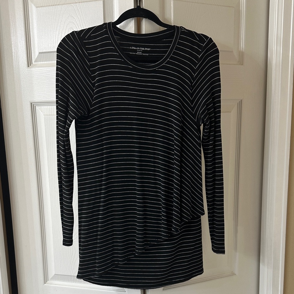 Black and White Striped Nursing Top